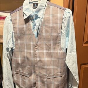 Plaid Brown Vest with Light Blue Shirt - Classic Boy’s Ensemble